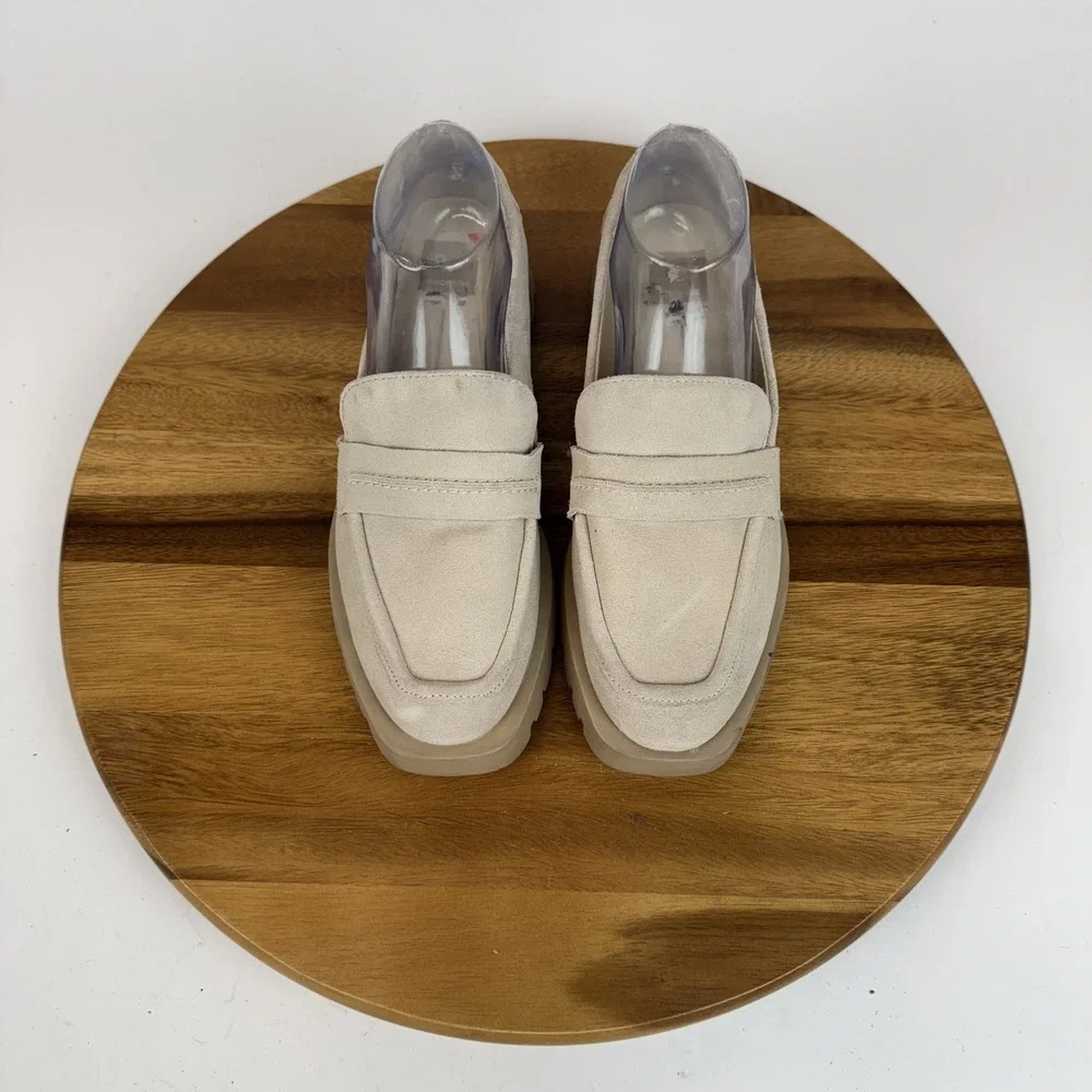 Womens Dolce Vita Evanka Beige Suede Comfort Casual Platform‎ Loagers Size 9 M